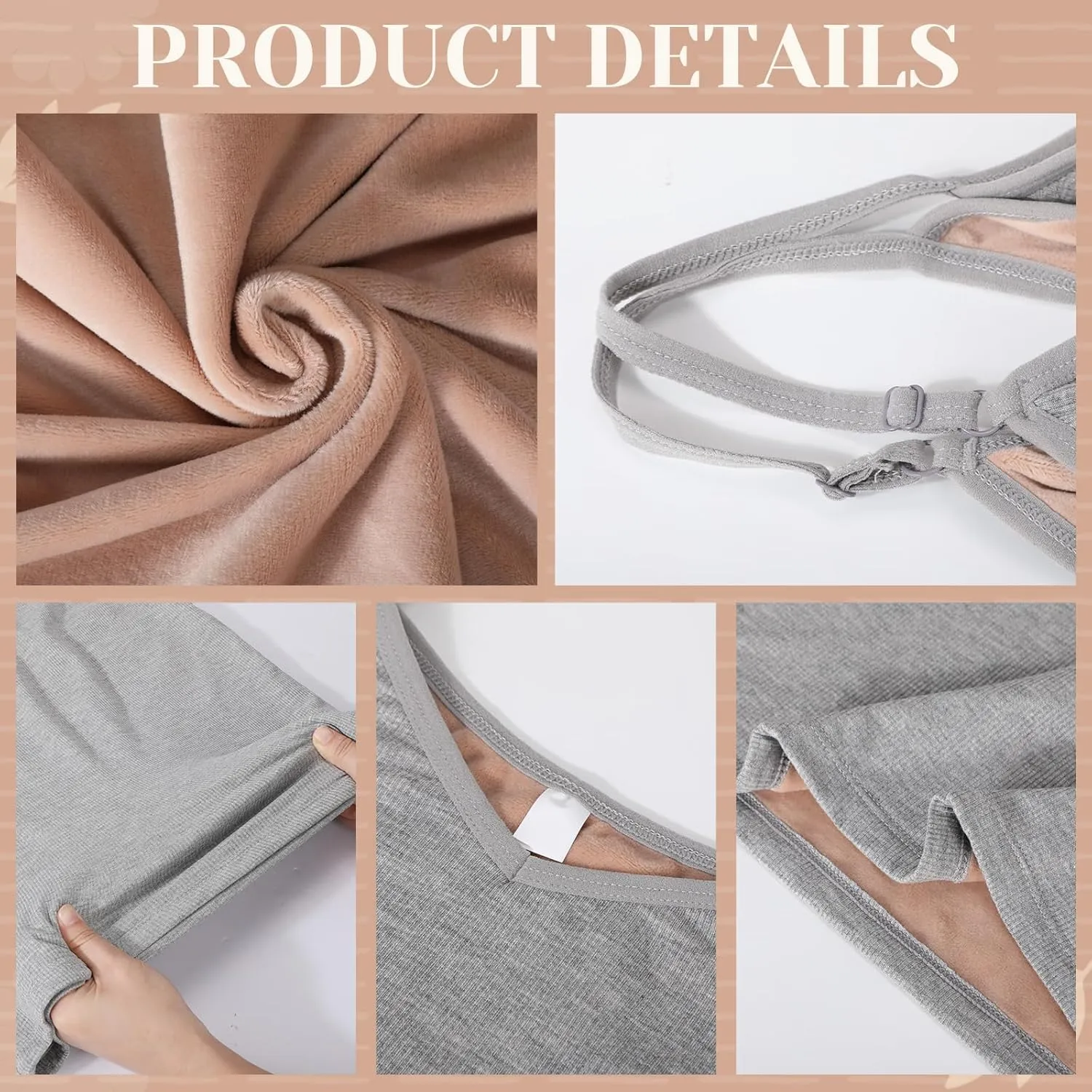 Xtinmee 6 Pcs Warm Thermal Tank Top for Women Spaghetti Straps Camisole Fleece Lined Camisole Underwear Vest