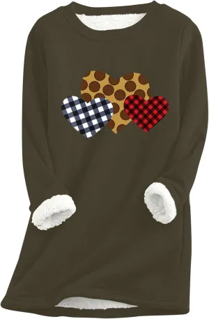 YMING Womens Sherpa Fleece Lined Pullover Winter Warm Crew Neck Sweatshirt Cute Cat Paw Tops Plus Size