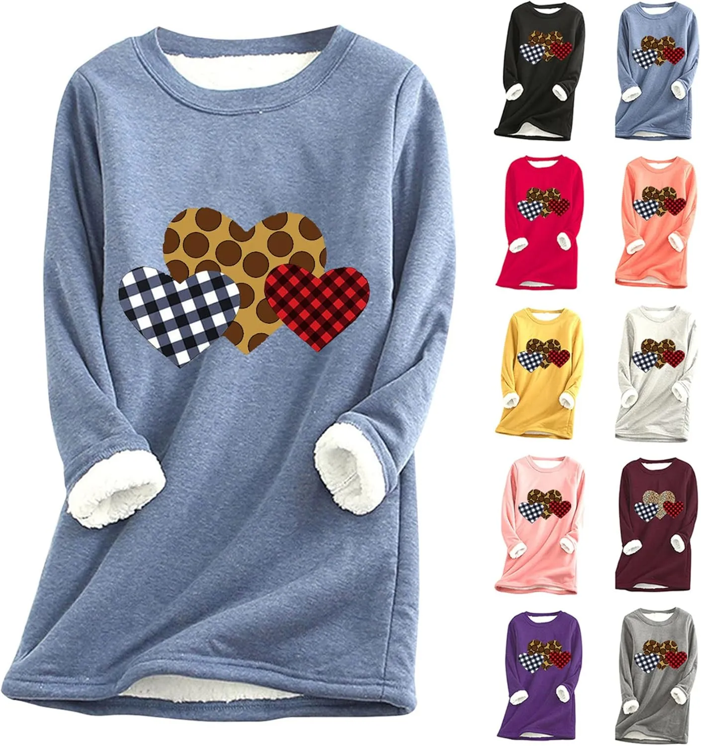 YMING Womens Sherpa Fleece Lined Pullover Winter Warm Crew Neck Sweatshirt Cute Cat Paw Tops Plus Size